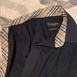 Black dress shirt with Burberry pattern